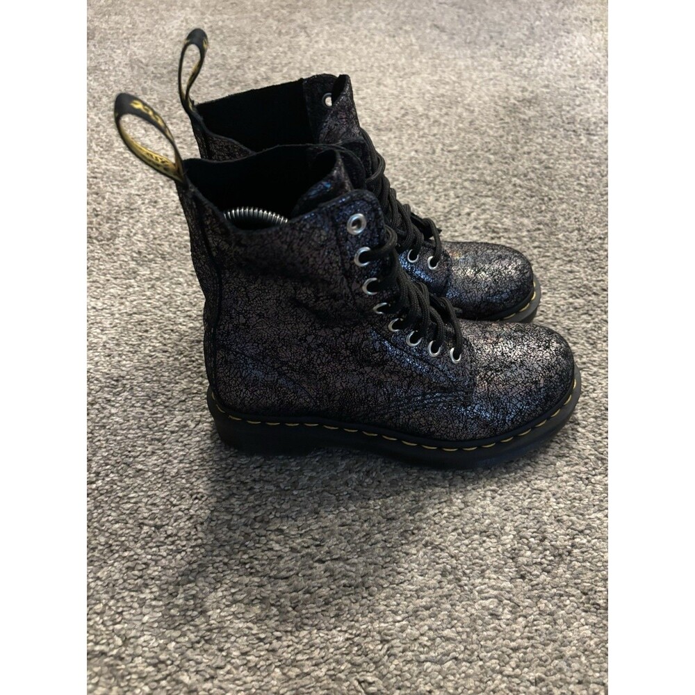 Dr Martens 1460 Pascal 8 Eye Snake Metallic Boots Women’s Size 5‎